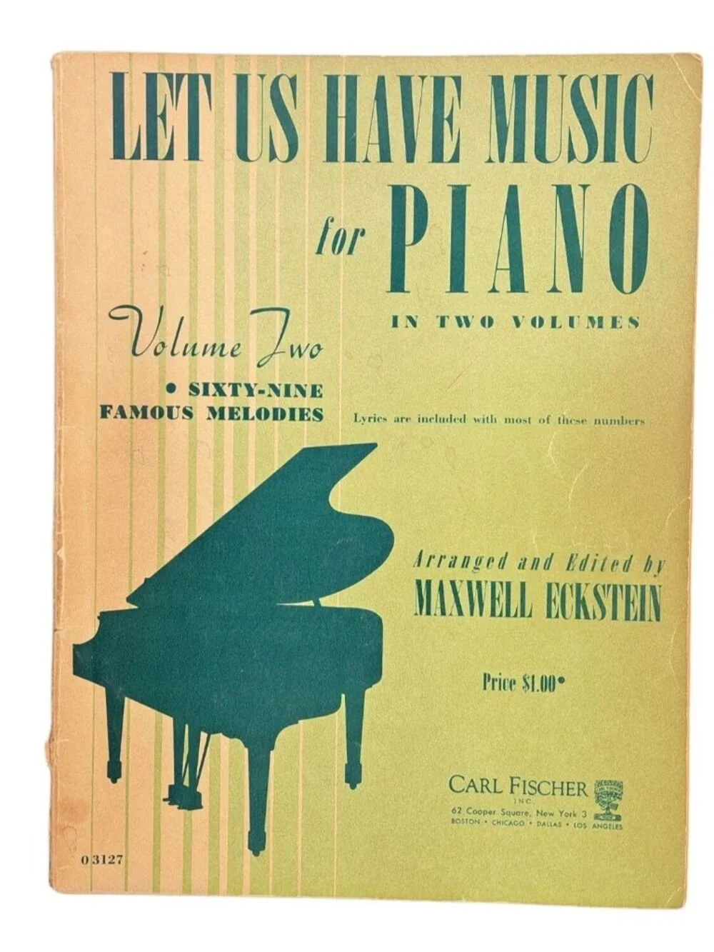 Vintage Let Us Have Music For Piano 1942 Book Vol. 2 Maxwell Eckstein 69 Songs